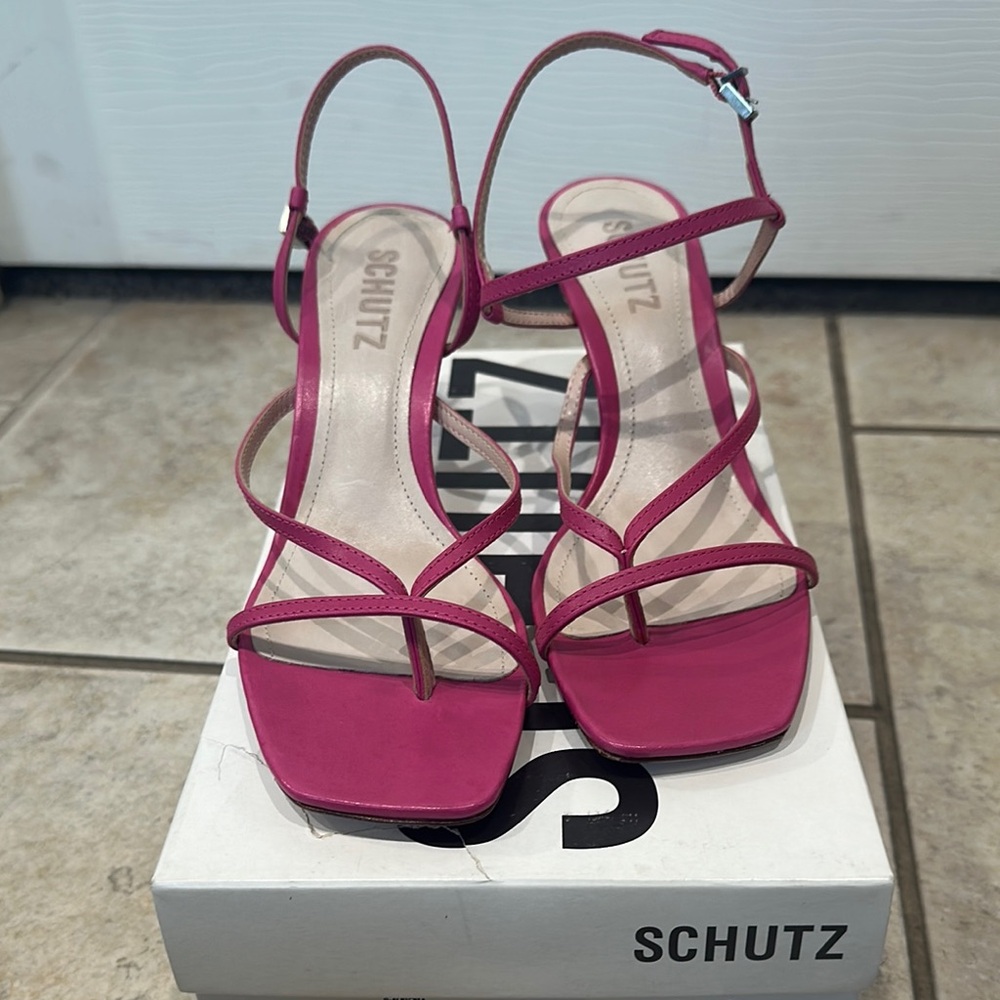 Schutz Pink Strappy Sandals